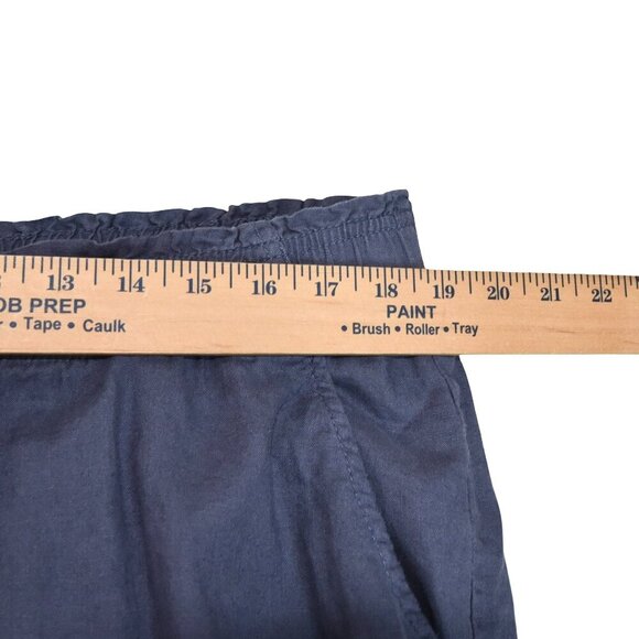 Old Navy Blue Grey Wide Leg Cropped Pants Size XL Linen Blend Elastic Waist - Picture 6 of 9